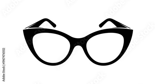 Stylish black cat eye glasses isolated on a white background.