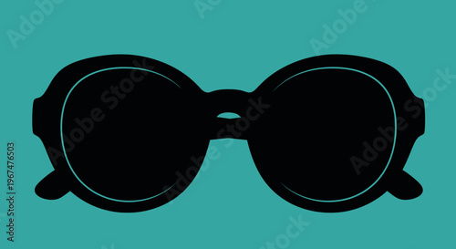 Stylish Black Sunglasses on a Teal Background.