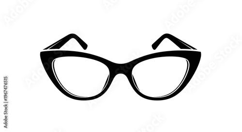 Stylish black cat eye glasses isolated on a white background.