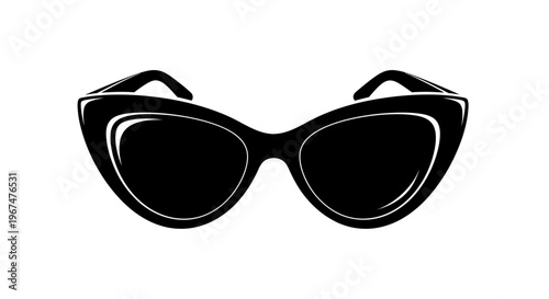 Stylish black cat eye sunglasses isolated on a white background.