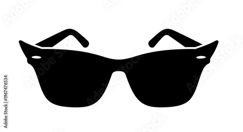 Stylish black sunglasses silhouette on a clean white background.