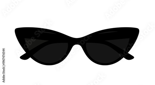 Stylish Black Cat Eye Sunglasses Isolated on White Background.