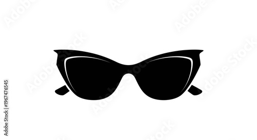 Stylish black cat eye sunglasses isolated on white background.