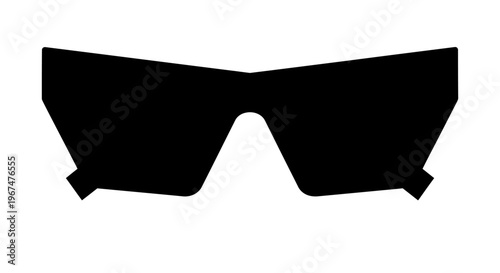 Stylish Black Sunglasses Silhouette on White Background.