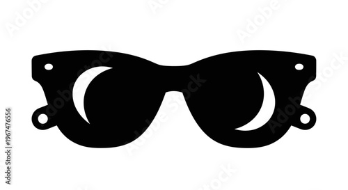 Stylish Black Sunglasses Silhouette on White Background.