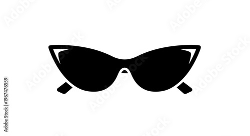 Stylish black cat eye sunglasses isolated on white background.