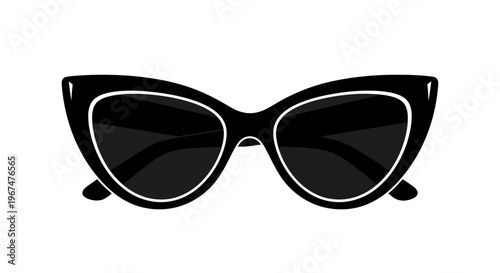 Stylish black cat eye sunglasses with white outline.
