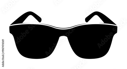 Stylish Black Sunglasses Silhouette on White Background.