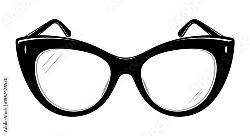 Stylish Black Cat-Eye Glasses with Clear Lenses.