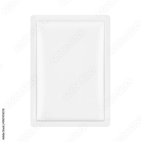 Four side seal sachet bag mockup. Front view. Vector illustration isolated on white background. Can be use for template your design, presentation, promo, ad. EPS10.
