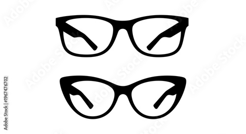 Two pairs of stylish black-rimmed eyeglasses on a white background.