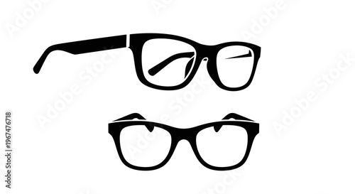 Two pairs of stylish black-rimmed eyeglasses on a clean white background.