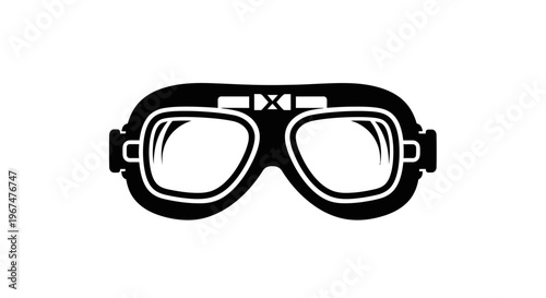 Vintage Aviator Goggles Black and White Icon.