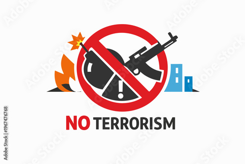 No terrorism stopping violence, war, and weapons for global peace and security