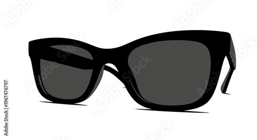 Stylish black sunglasses with dark lenses on a white background.