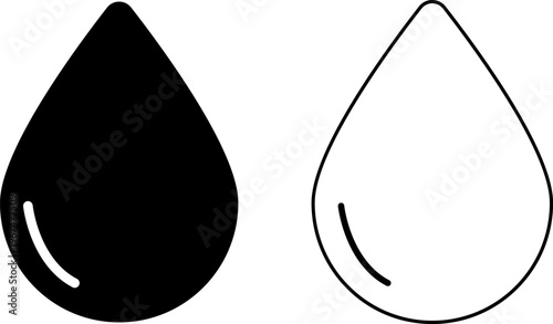 Comparison of filled and outlined water droplet icons with internal waves