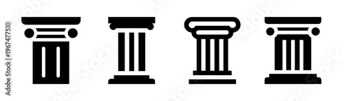 Classical architectural columns symbolizing law, order, justice, and historical architecture.