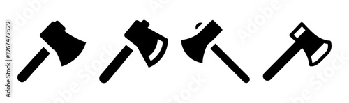 Collection of hatchet and axe icons for woodworking, chopping, and outdoor adventure themes