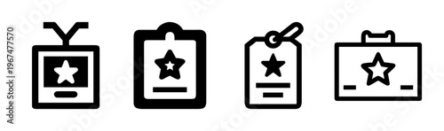 Set of four outline backstage pass and VIP access icons.