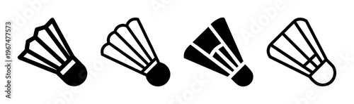 Four badminton shuttlecock icons in outline and solid styles.