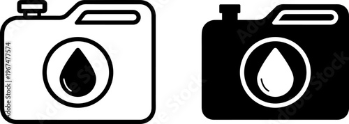 Contrasting fuel containers emphasizing full and empty states with water droplet indicators