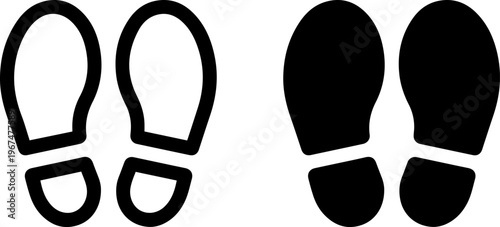 Contrast between outline and filled footprints on a plain background