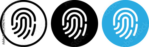 Three distinct fingerprint patterns displayed in different color schemes for biometric analysis.