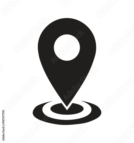 Location Pin Icon with Target Base – Map Marker Symbol for GPS Navigation, Destination Pointer, Geolocation Sign for Web and Mobile UI Design, Address Indicator for Contact Pages, Travel and Location 