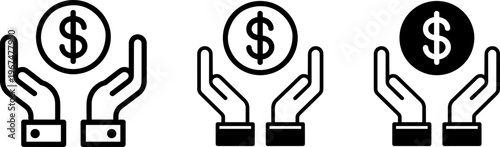 Illustration of hands offering money with varying visual styles