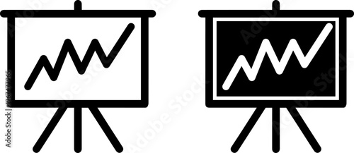 Comparison of a standard and reverse contrast presentation chart with upward trending graphs