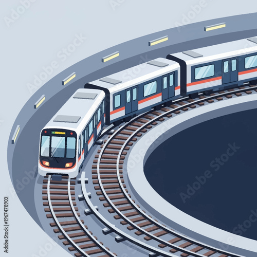 Elevated Train on Circular Track - Modern Transportation Illustration.