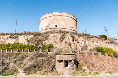Wallpaper Mural Torre di Bosa, also known as Red Island Tower (Torre dell'Isola Rossa), located in Bosa Marina, Sardinia, Italy Torontodigital.ca