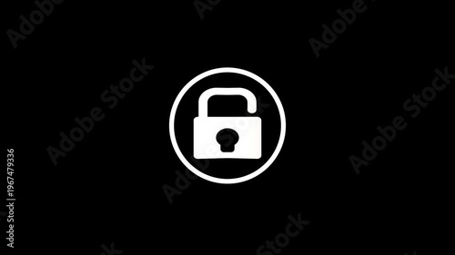 Lock icon animation, lock to unlock concept, on a black background, An unlocked padlock icon, with 4k video animation.