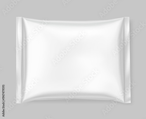 Food pillow bag mockup for frozen food and etc. Hight realistic illustration isolated on grey background. Can be use for template your design, promo, adv. EPS10.