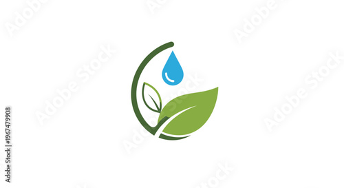 Green leaf with water drop symbol.