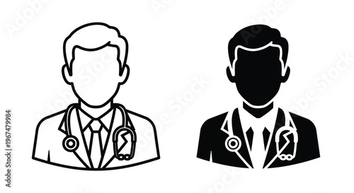 The doctor silhouette with a stethoscope conveys the medical profession and healthcare services.