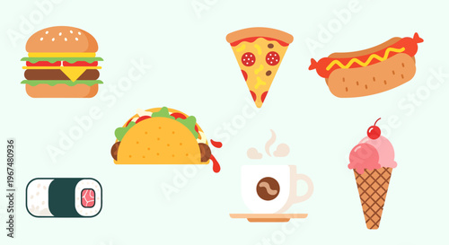 A variety of popular fast food items.