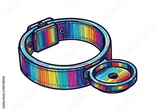 Colorful thermometer collar for wine bottles with rainbow stripes