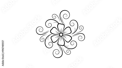 Elegant floral design with swirling tendrils isolated on a white background