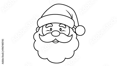 Cartoon santa claus face vector illustration isolated on white background