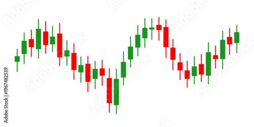 Stock trade chart. Trading graph. Red candle forex market isolated on white background. Candlestick investment finance. Stockmarket price. Falling and rise business. Down, trade. Vector illustration