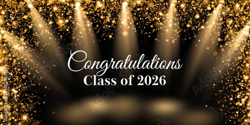 Celebration Event for Graduates With Bright Lights and Golden Decorations