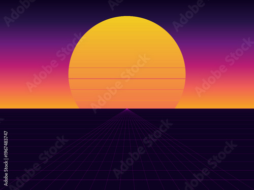 Vaporwave Sunset Abstract Neon Purple Pink Backdrop Design