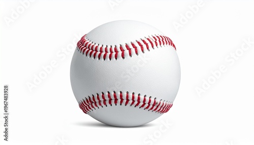 Isolated Baseball with Red Stitching on White Background