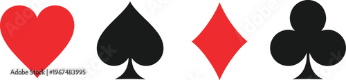 Red heart black spade red diamond black club suit symbols playing card suits