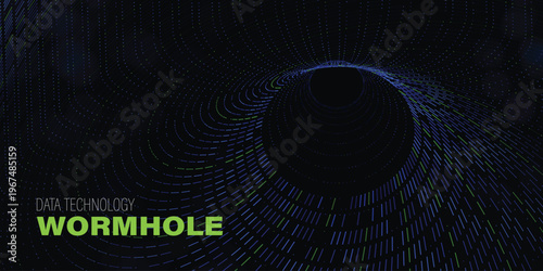Abstract vortex tunnel created with wormhole data lines