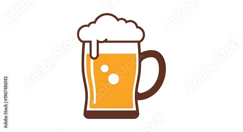 Foamy beer mug icon with golden ale, isolated vector illustration for pub and beverage marketing