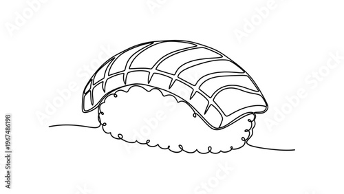Sushi Day Minimal Nigiri Sushi Continuous Line Art – Japanese Food Vector Illustration
