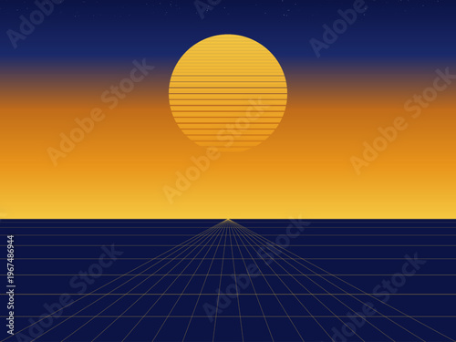 Vaporwave Sunset Abstract Neon Purple Pink Backdrop Design