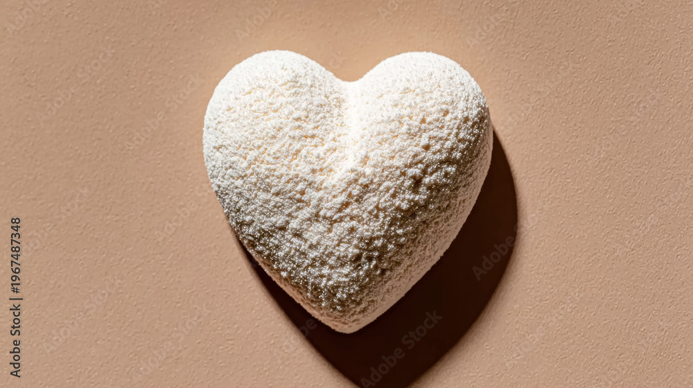 Obraz premium Heart shaped protein powder representing health, wellness, and loving nutrition on a soft pastel background